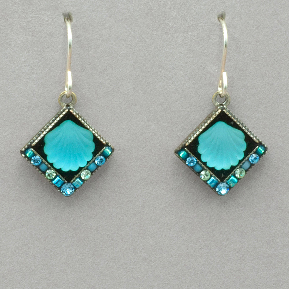 Firefly Beach Glass Simple Diamond Earrings - Aqua