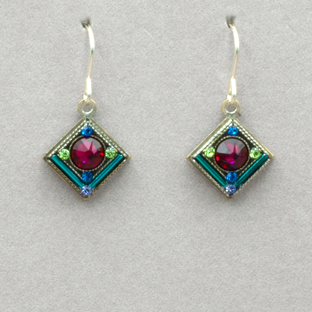 Firefly Rainbow Diamond-Shape Earrings - Jewel Tone