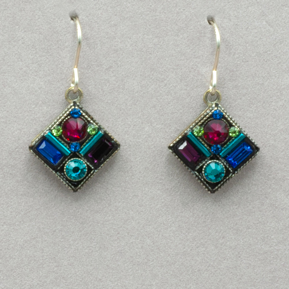 Firefly Rainbow Diamond-Shape Earrings - Jewel Tone