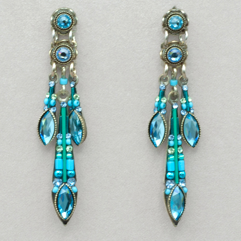 Firefly Carmel Three Drop Post Earring - Aqua