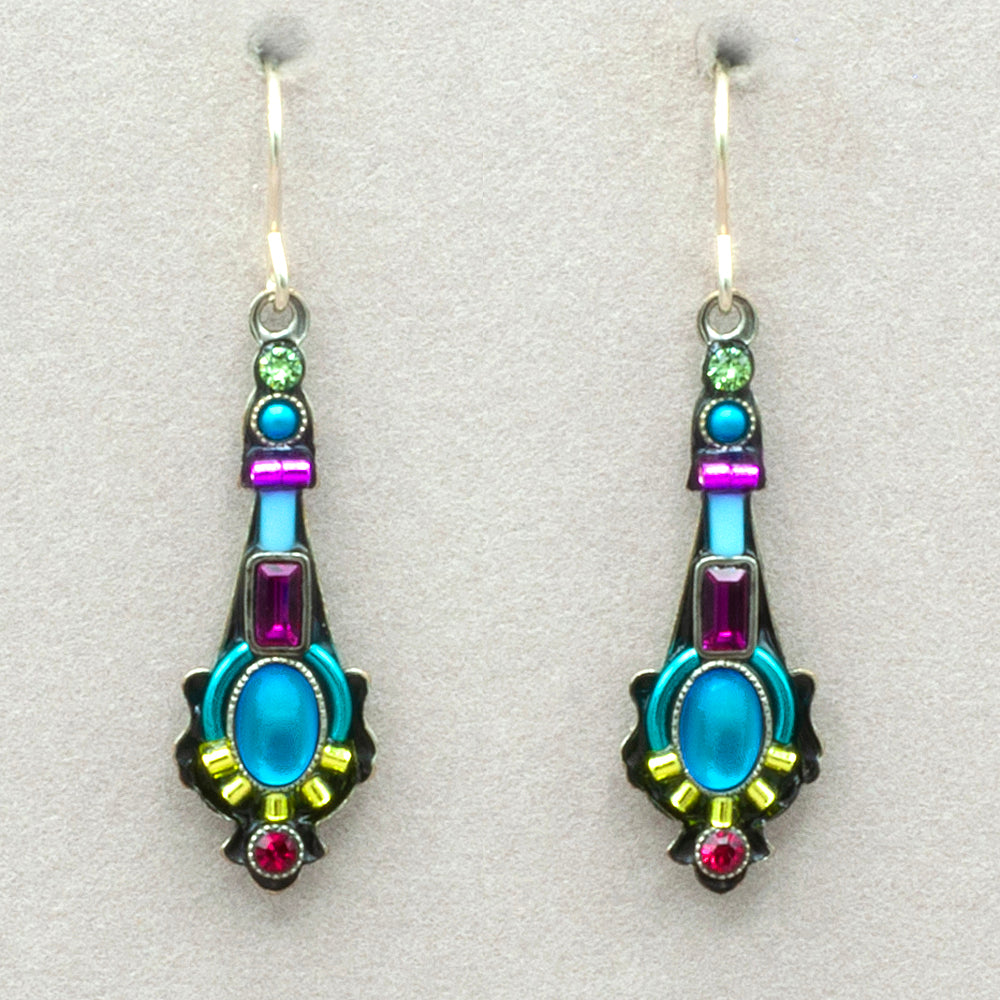 Firefly Moonlight Long Drop Earrings - Jewel Tone
