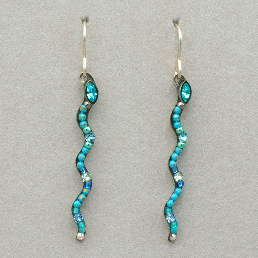 Firefly Nature Snake Earrings - Light Blue