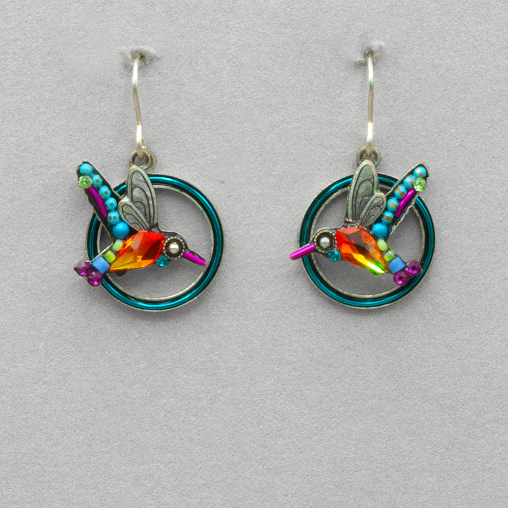 Firefly Hummingbird Hoop Earrings - Multicolor