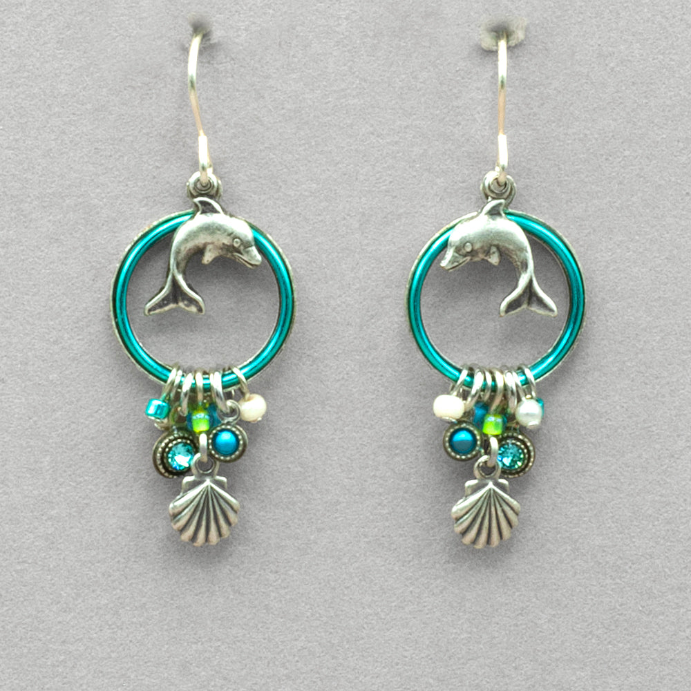 Firefly Charmed Ocean Hoop Earrings - Aqua