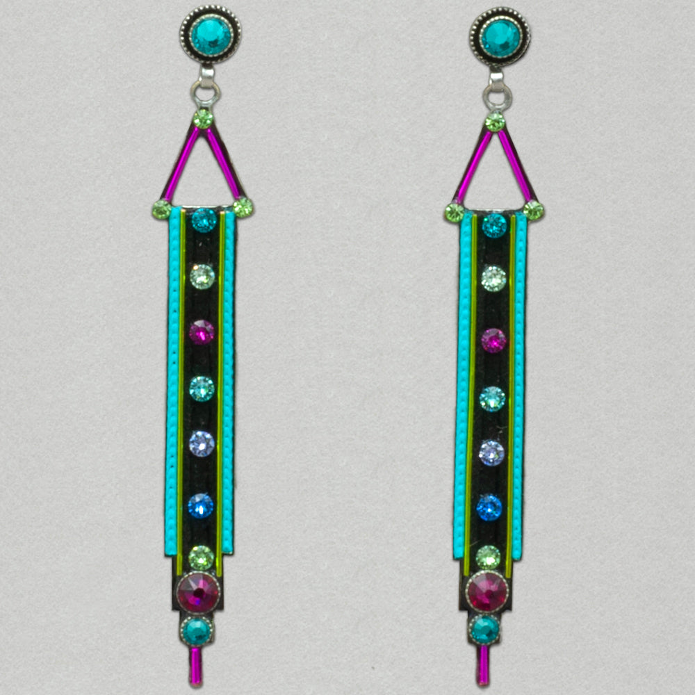 Firefly Architectural Elegant Rectangle Post Earring - Multicolor