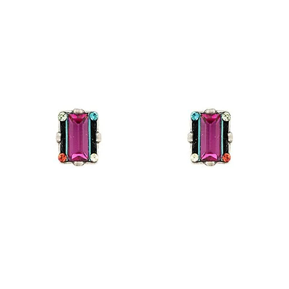 Firefly Architectural Rectangle Stud Post Earrings - Multicolor