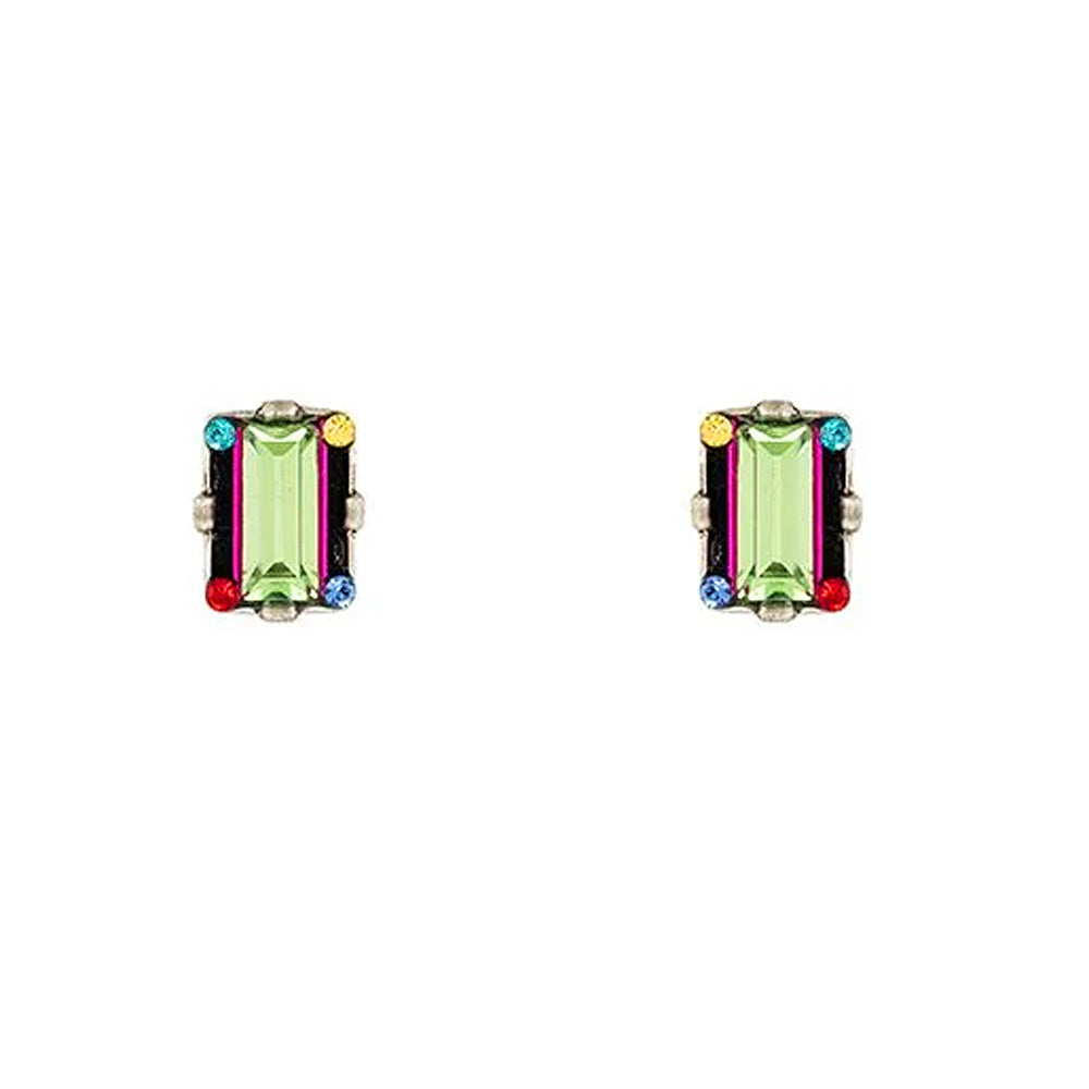 Firefly Architectural Rectangle Stud Post Earrings - Multicolor