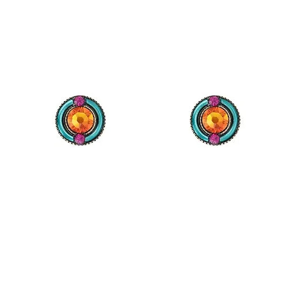 Firefly Architectural Round Stud Post Earrings - Multicolor