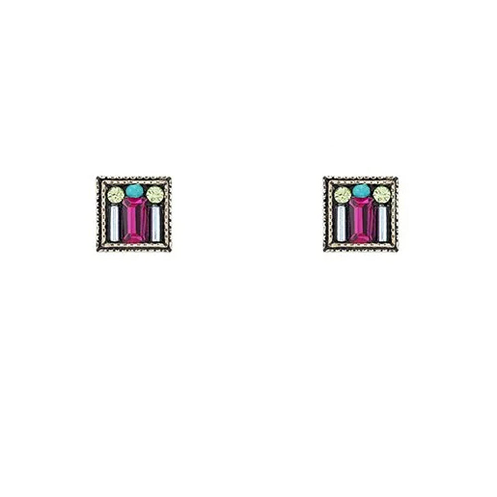 Firefly Architectural Square Stud Post Earrings - Multicolor