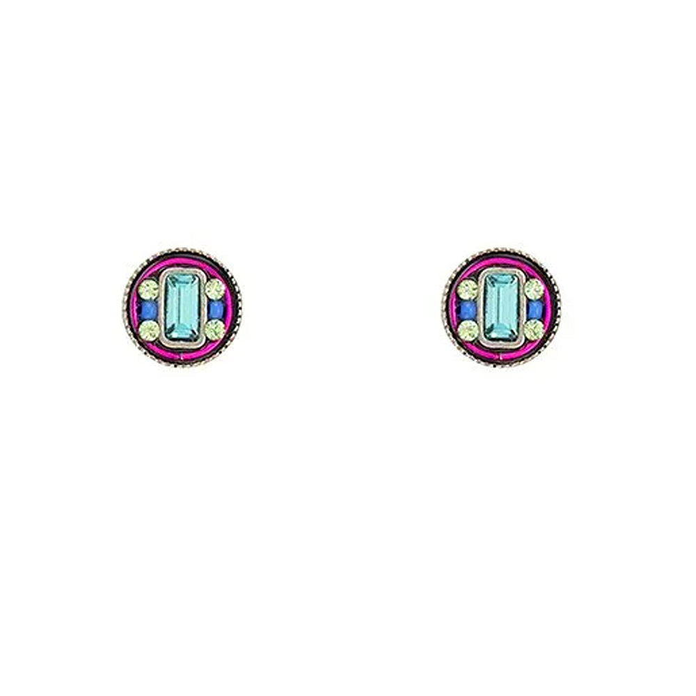 Firefly Architectural Round Stud Post Earrings - Multicolor