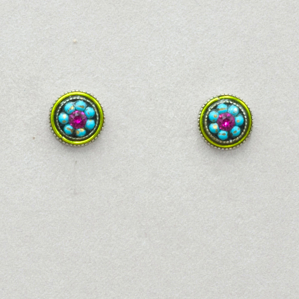 Firefly Scalloped Flower Stud Post Earring - Multicolor