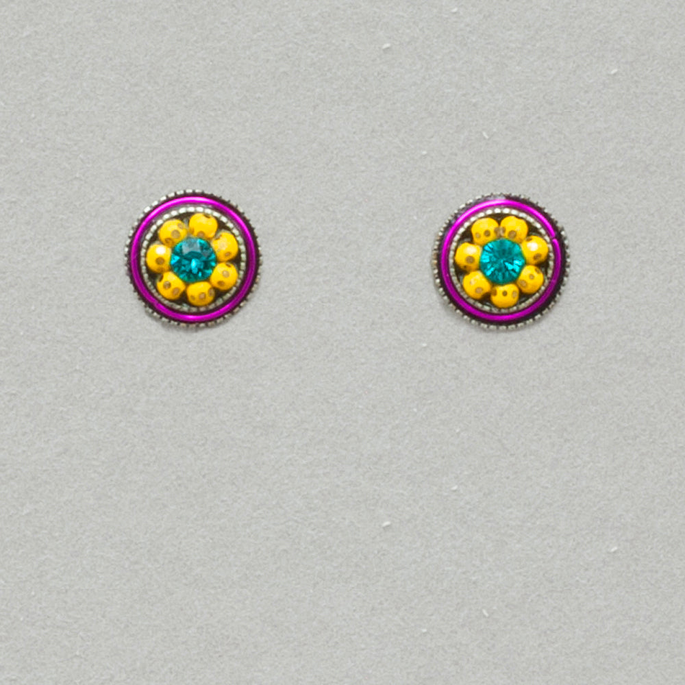 Firefly Scalloped Flower Stud Post Earring- Multicolor