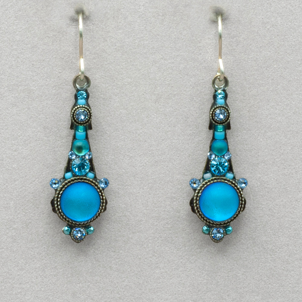 Firefly Moonlight Beach Glass Long Drop Earrings - Light Blue