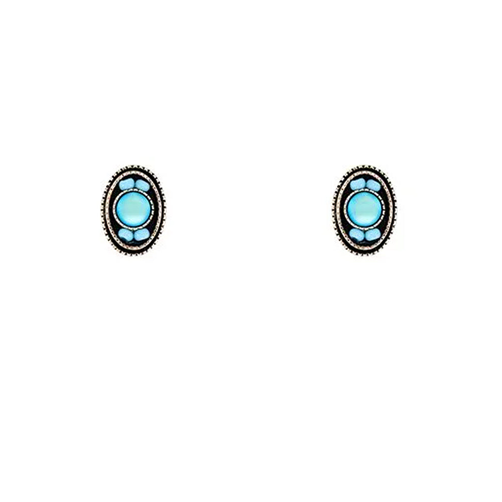 Firefly Moonlight Oval Stud Post Earrings - Light Blue