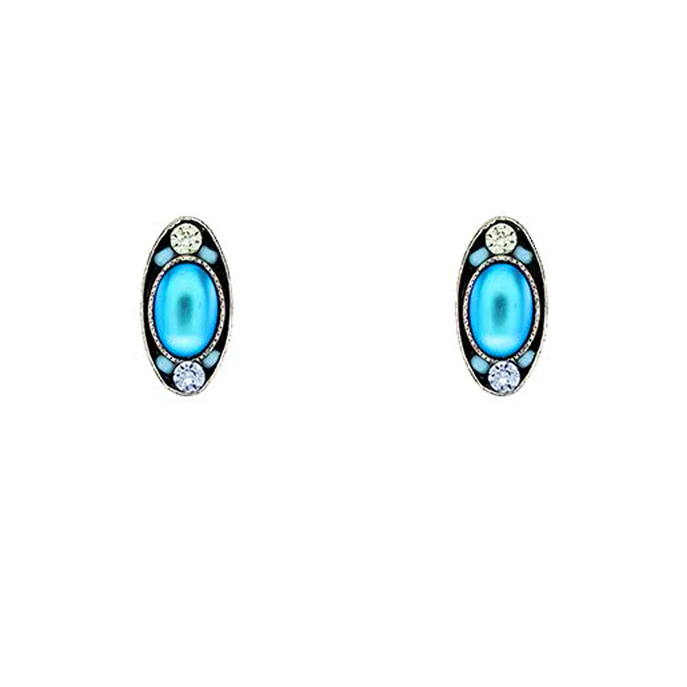 Firefly Moonlight Oval Stud Post Earrings - Light Blue