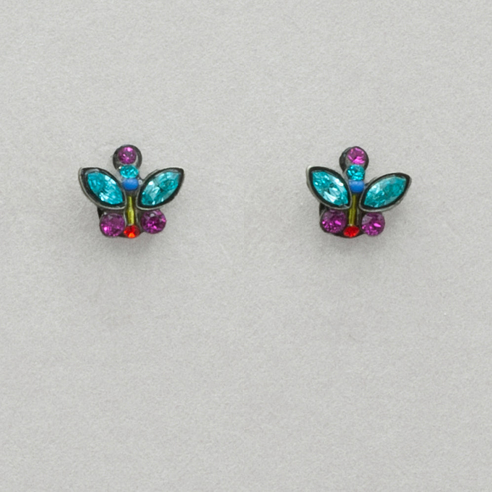 Firefly Stud Mini Butterfly Post Earring -Multicolor