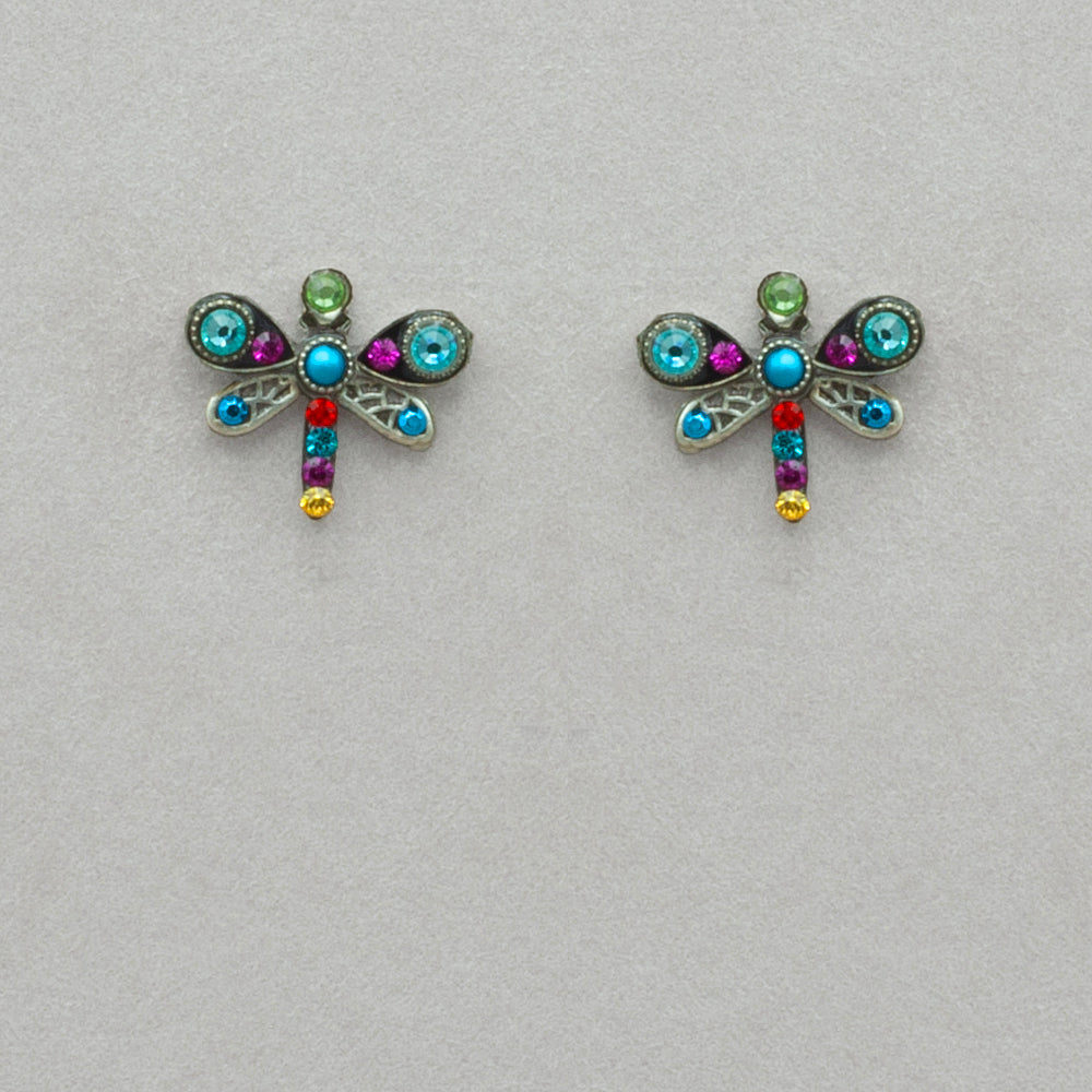 Firefly Stud Mini Dragonfly Post Earring - Multicolor