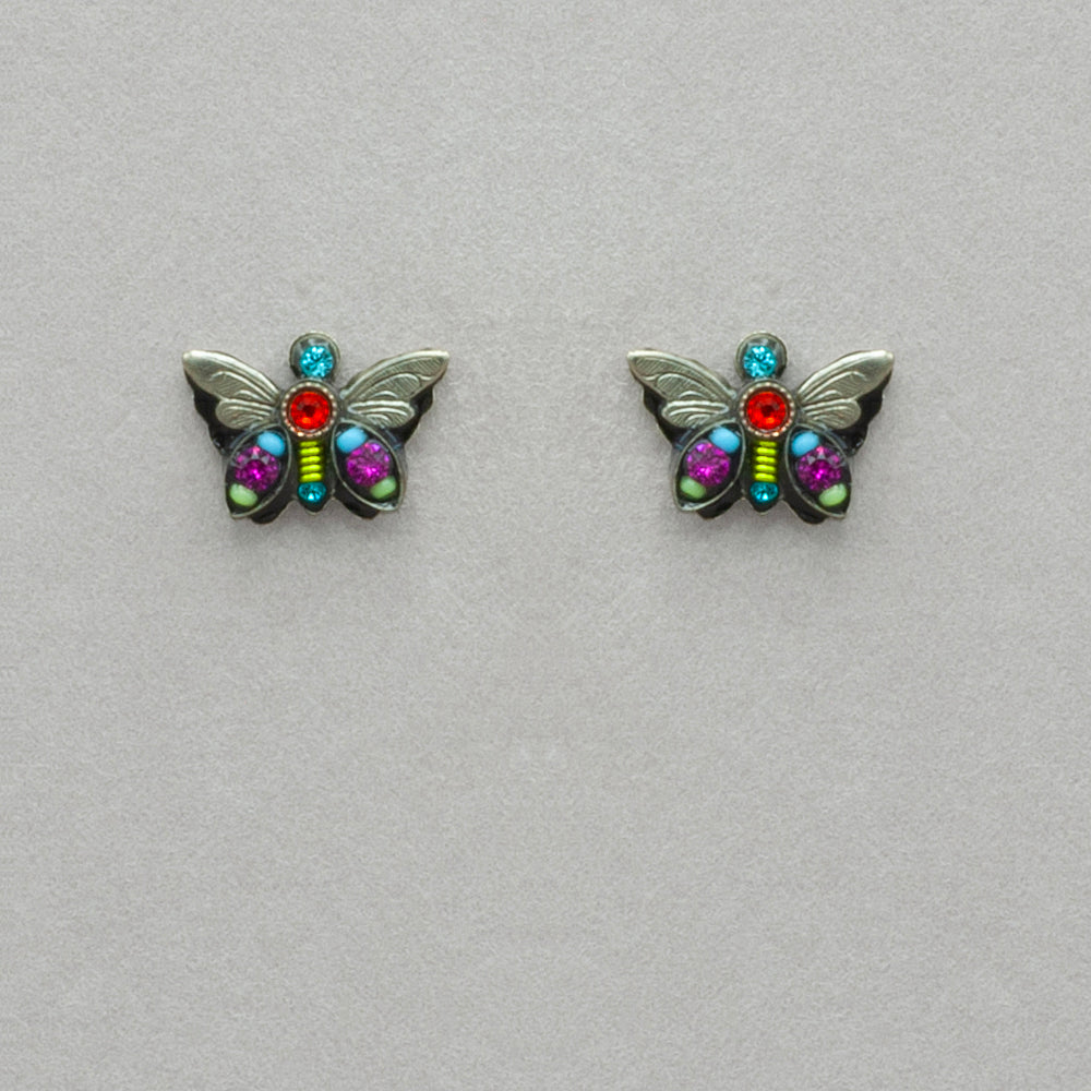 Firefly Stud Mini Butterfly Post Earring - Multicolor