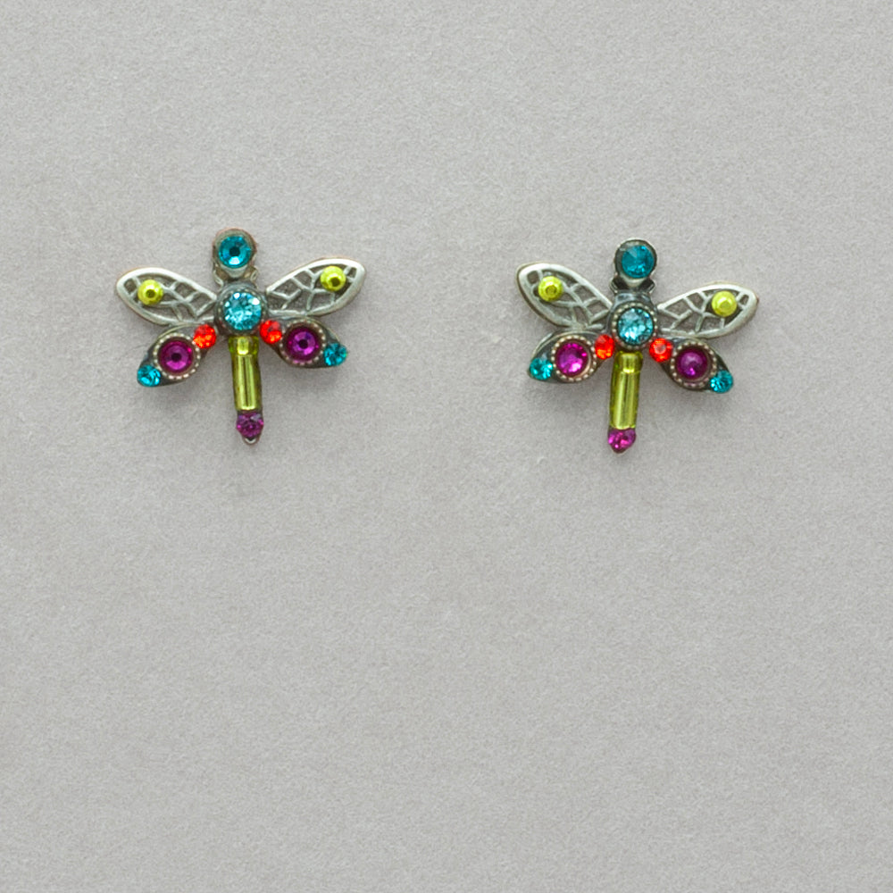 Firefly Stud Mini Dragonfly Post Earring - Multicolor