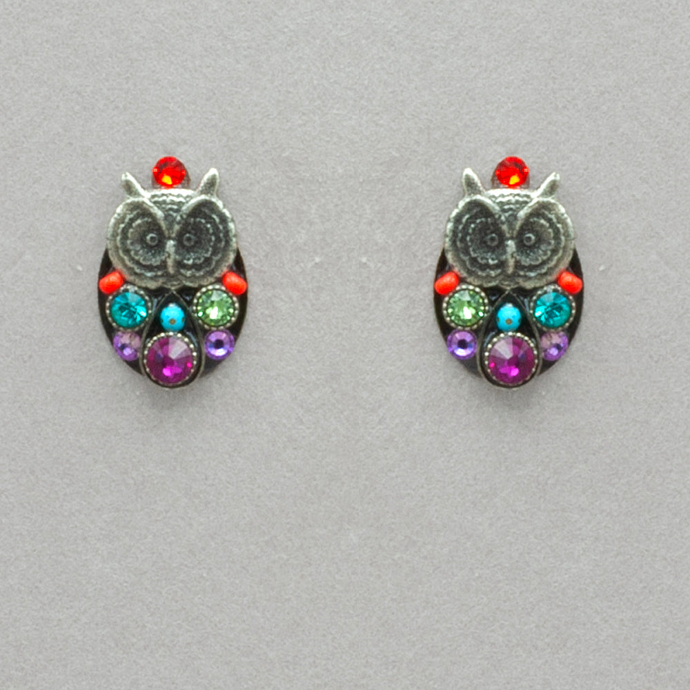 Firefly Stud Owl Post Earring - Multicolor