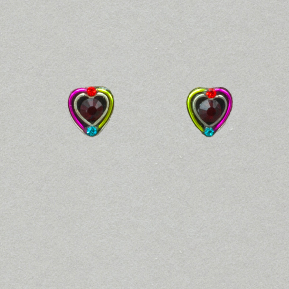 Firefly Stud Mini Heart Post Earring - Multicolor