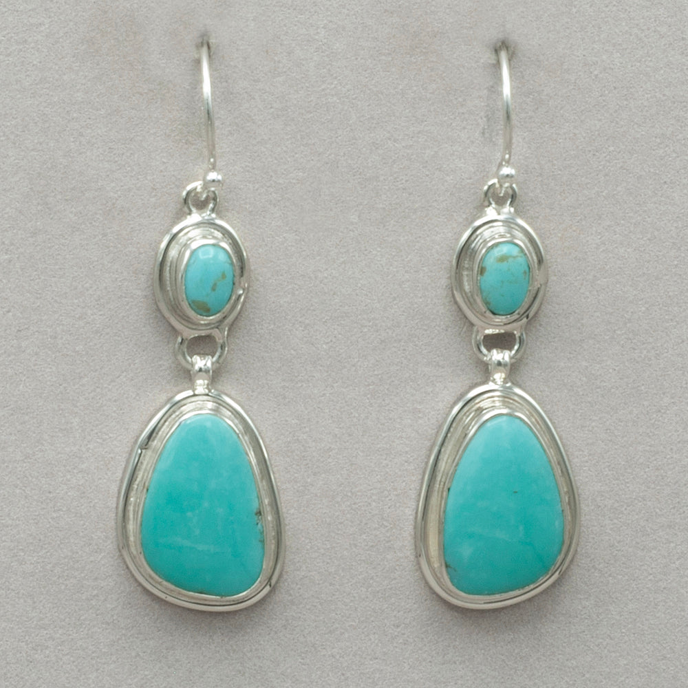 Turquoise Two Stone Dangle Earrings