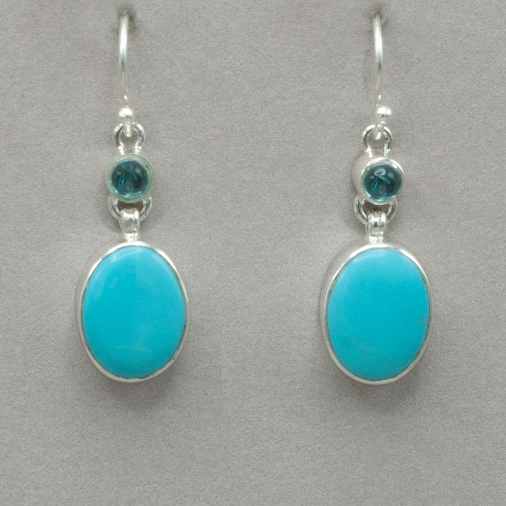 Blue Turquoise Earrings Accented with Blue Apatite