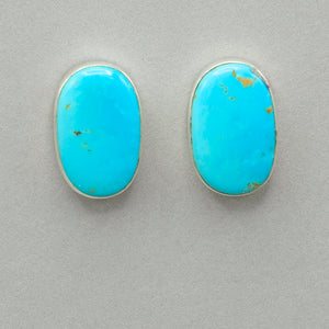 Turquoise Large Oval Post Earrings