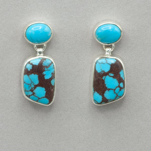 Turquoise with Matrix Sterling Silver Post Earrings