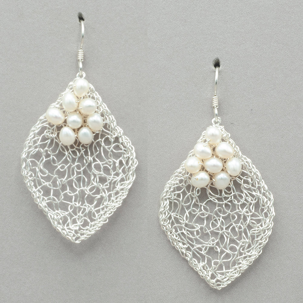 MetaLace Freshwater Pearl Silver Earrings