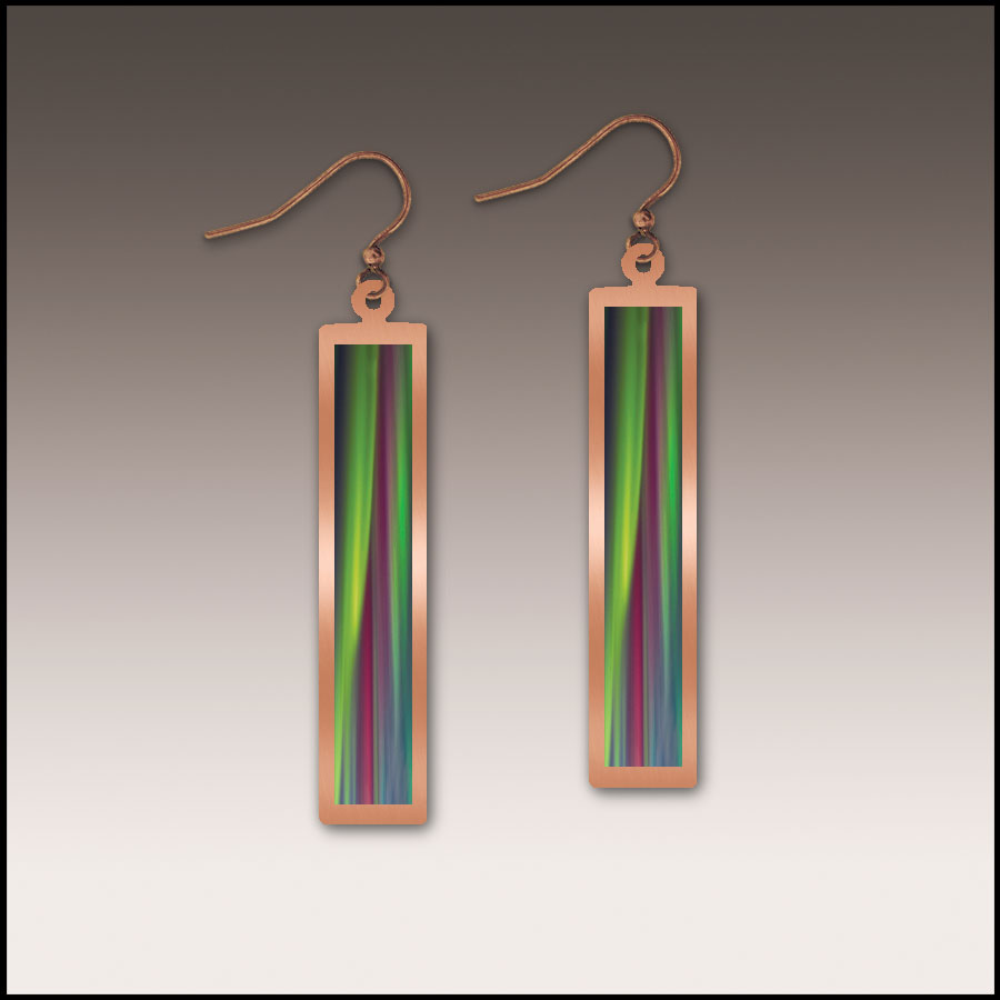Illustrated Light Northern Lights Curtain Copper Showcase Earrings