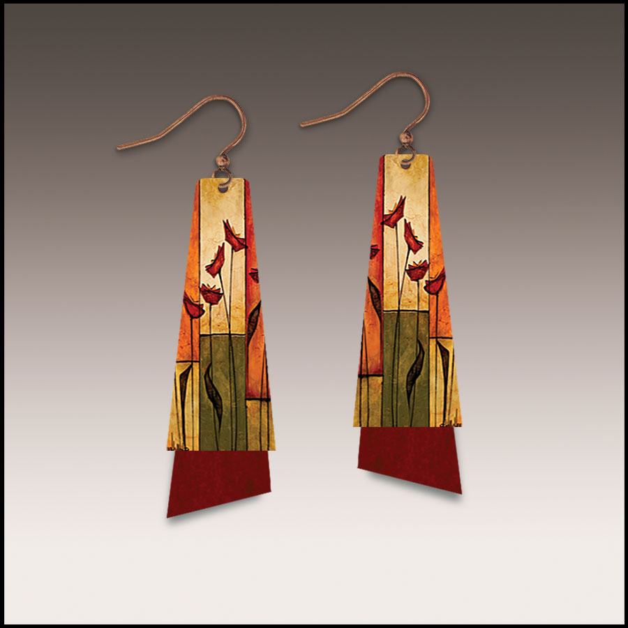 Illustrated Light Orange Block Flutter Multilayer Handmade Earrings