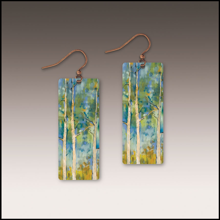 Illustrated Light Springtime Aspen Banner Handmade Earrings