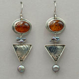 Vintage Tabra Amber and Pearl Earrings