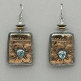 Vintage Tabra Blue Topaz Bronze Floral Earrings