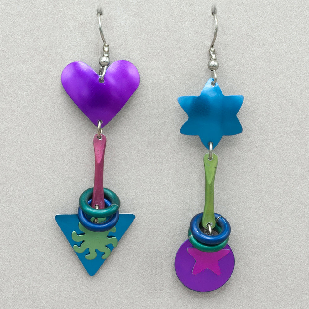 Sylvi Harwin Cool Toned Asymmetric Earrings