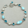 Larimar Bracelet with Blue Topaz and Pearl