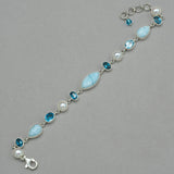 Larimar Bracelet with Blue Topaz and Pearl