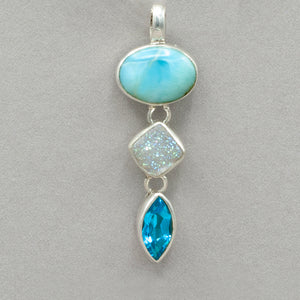 Larimar Diamond Shaped Druzy and London Blue Topaz