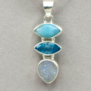 Larimar London Blue Topaz and Teardrop Druzy Pendant