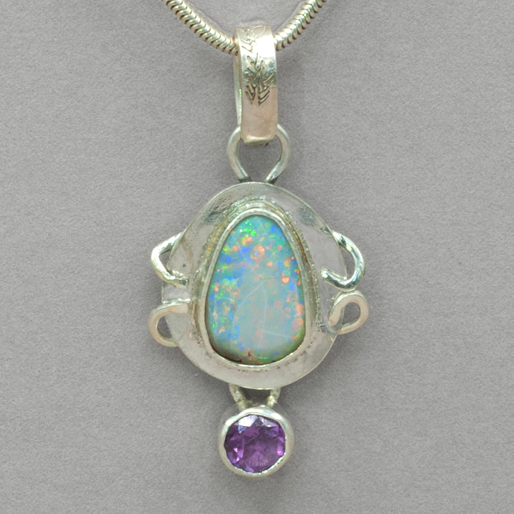Jim Kelly Opal and Amethyst Sterling Silver Pendant