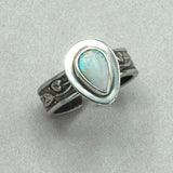 Tabra White Opal Teardrop Ring