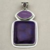 Tabra Large Square Sugilite and Marquise Shaped Phosphosiderite Pendant