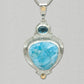 Jim Kelly Larimar and London Blue Topaz Sterling Silver and 18k Gold Pendant