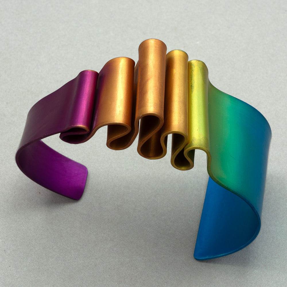 Sylvi Aluminum Rainbow Ribbon Cuff Bracelet