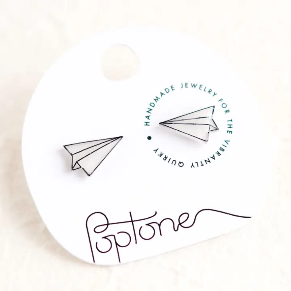 Poptone Paper Airplane Stud Earring