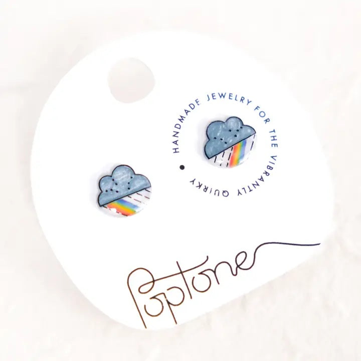 Poptone Rainbow Rain Cloud Stud Earrings