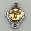 Tabra Bronze Face Charm with Garnet and Amethyst
