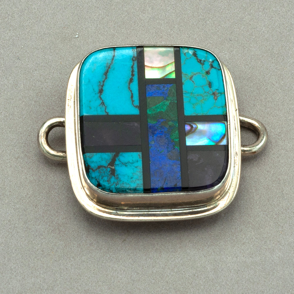 Tabra Mosaic Turquoise, Abalone, Azurite and Onyx Charm