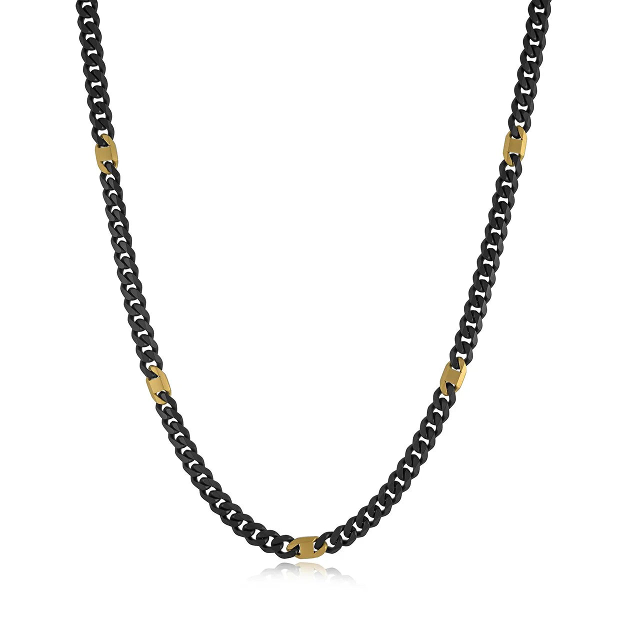 Italgem Stainless Steel Black and Gold Chain